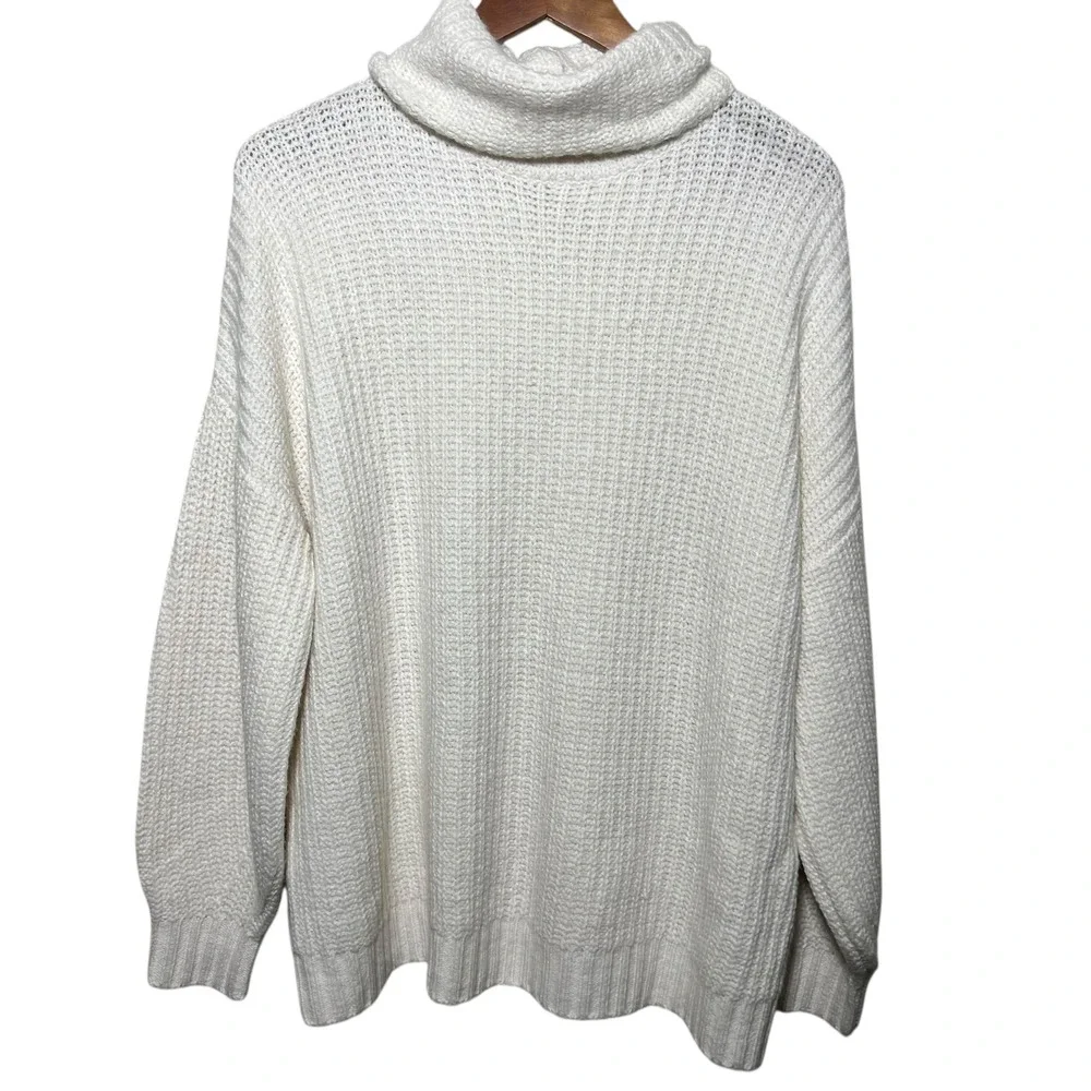 Splendid x CellaJane Wool Blend Turtleneck Sweater Cream Small Chunky Knit